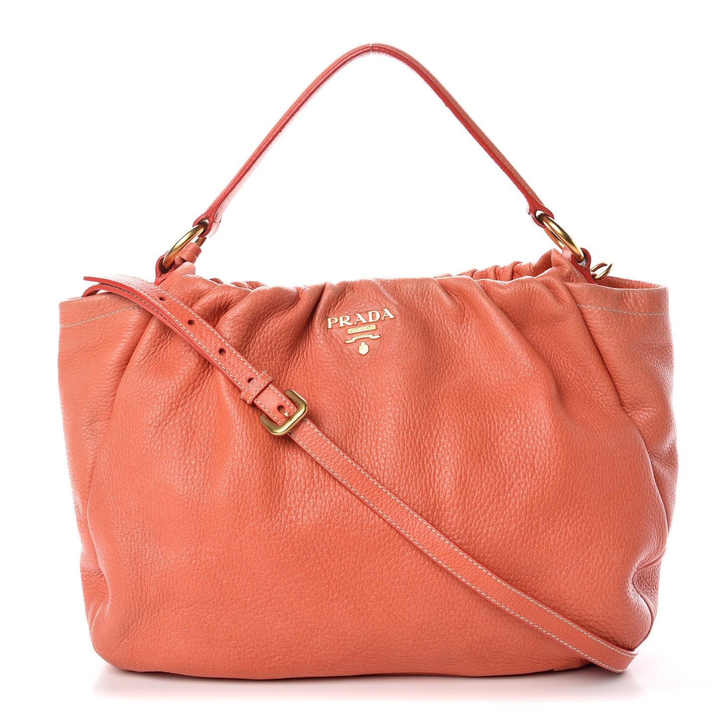 Cervo Deerskin Pleats Tote Corallo