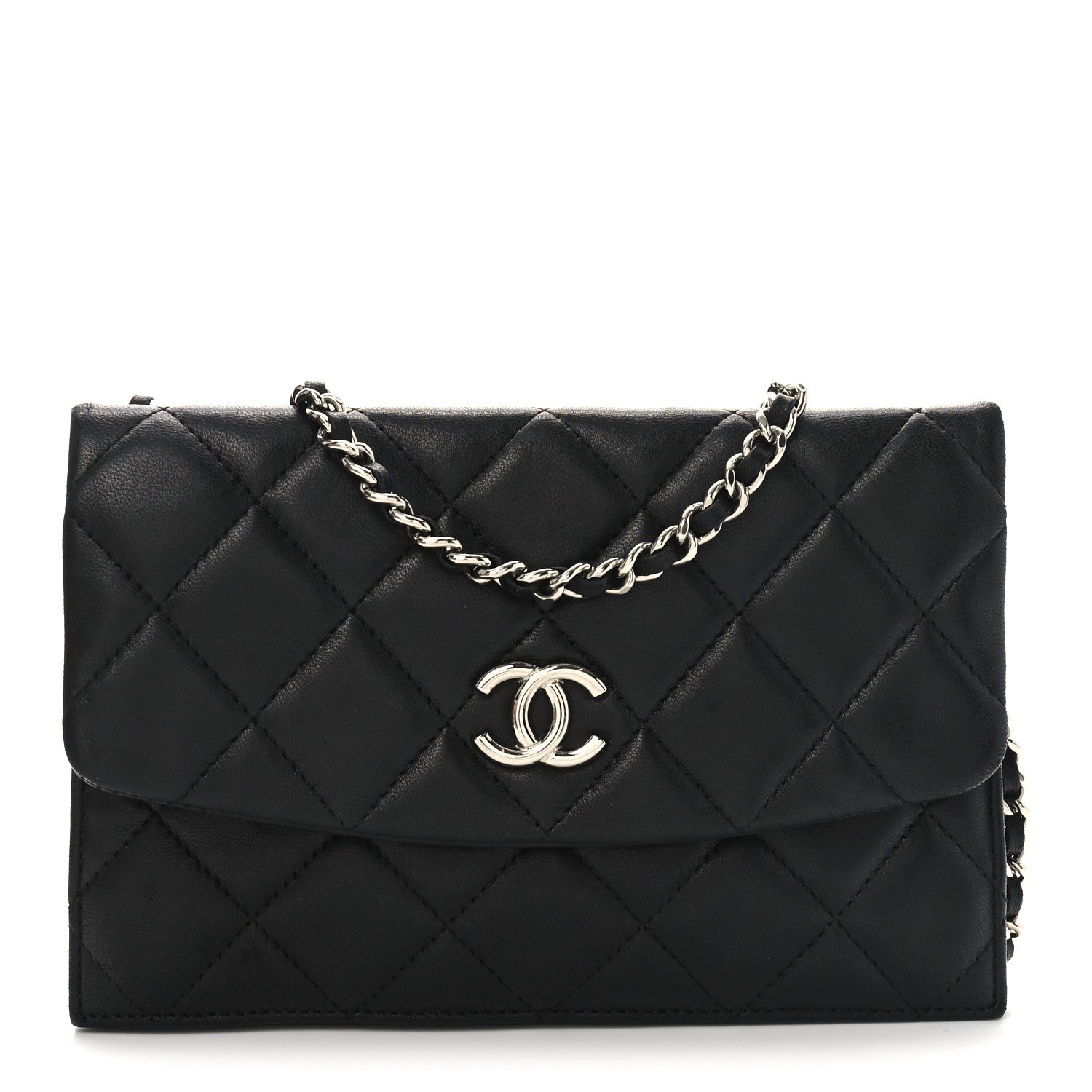 Chanel Lambskin Quilted Double Sided Wallet On Chain WOC Black 1 of 11
