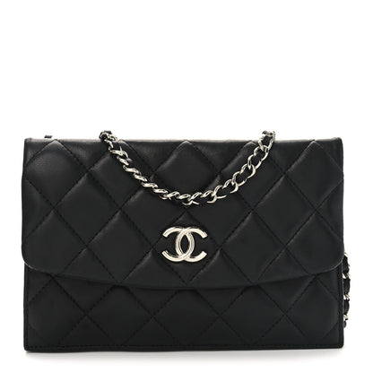 Chanel Lambskin Quilted Double Sided Wallet On Chain WOC Black 1 of 11