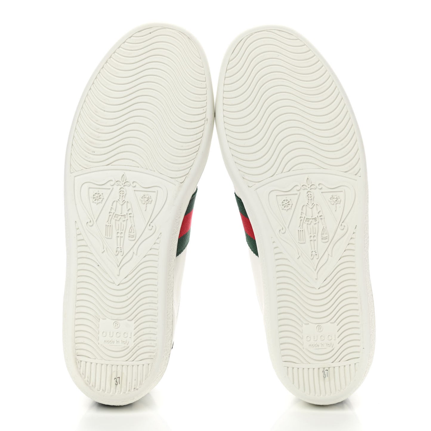 Calfskin Crocodile Web Womens Ace Sneakers 37 White Green
