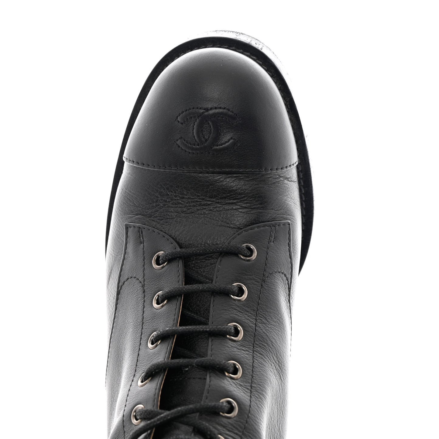 Calfskin Lace Up Combat Boots 41 Black