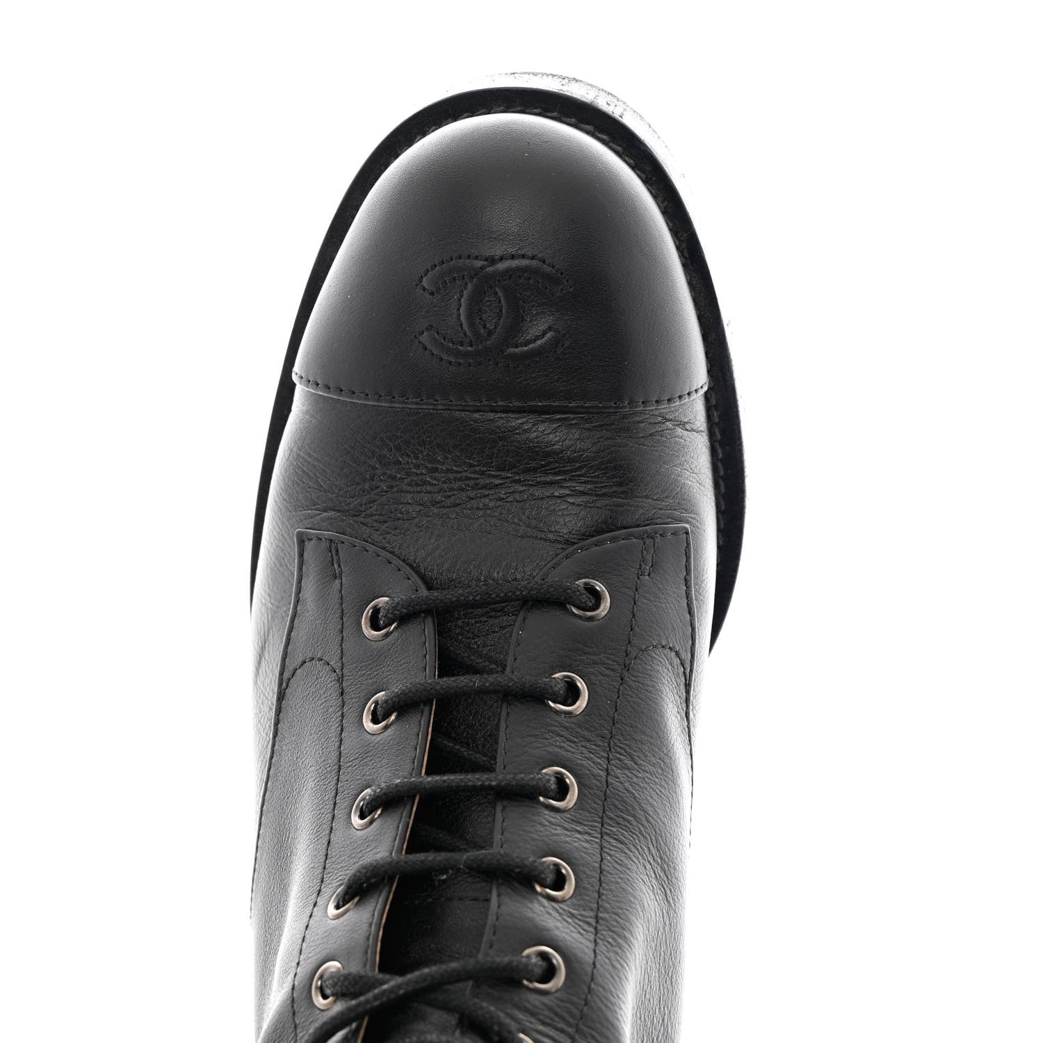 Chanel Calfskin Lace Up Combat Boots 41 Black 12 of 15
