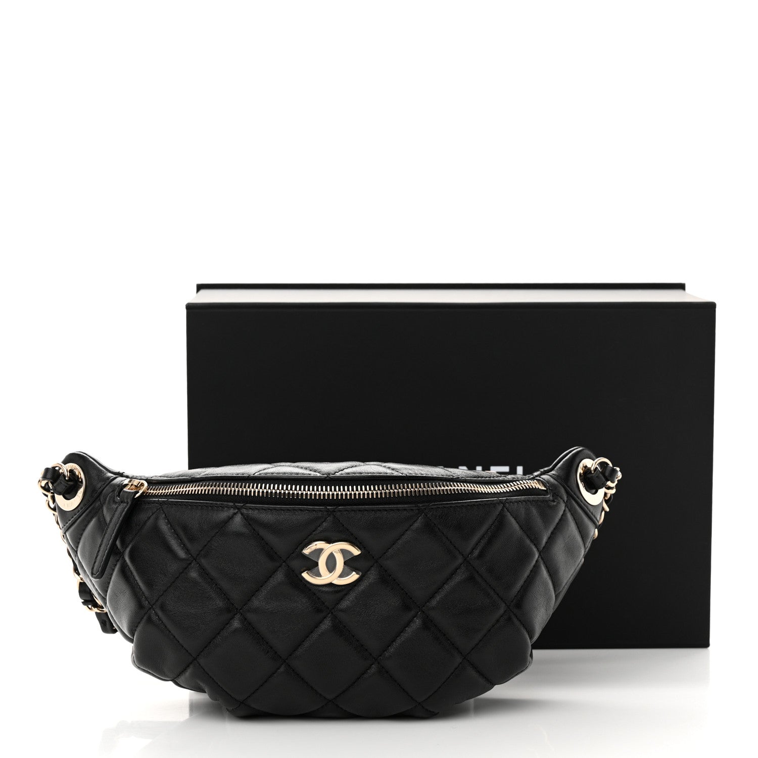 Chanel Lambskin Quilted Waist Bag Fanny Pack Black 11 of 11