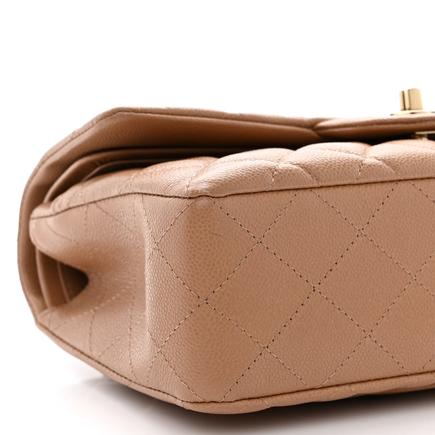 Caviar Quilted Small Double Flap Dark Beige