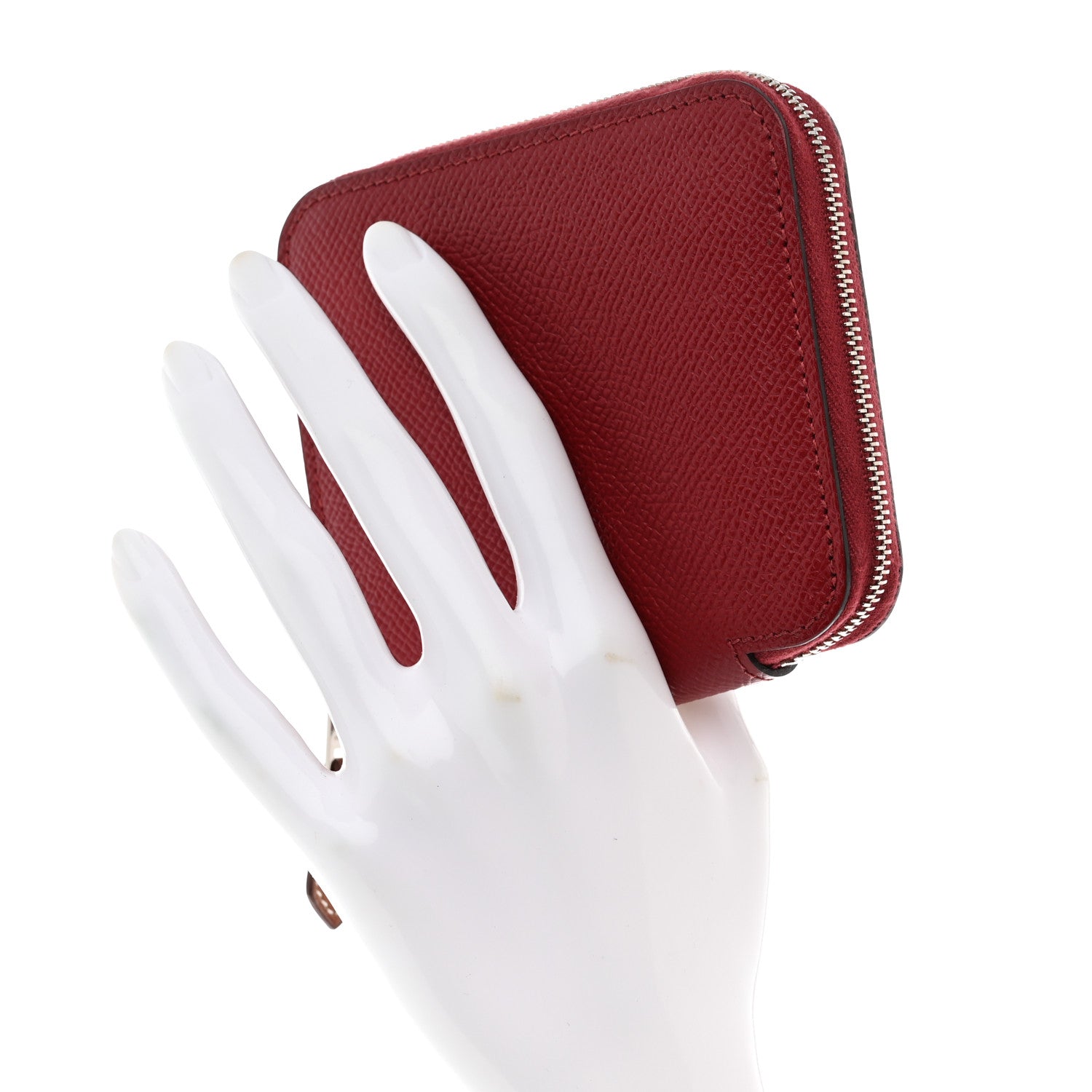Hermes Epsom Silk'in Compact Wallet Rouge Sellier 2 of 9