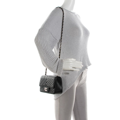 Chanel Lambskin Chevron Quilted Mini Square Flap Black 2 of 8