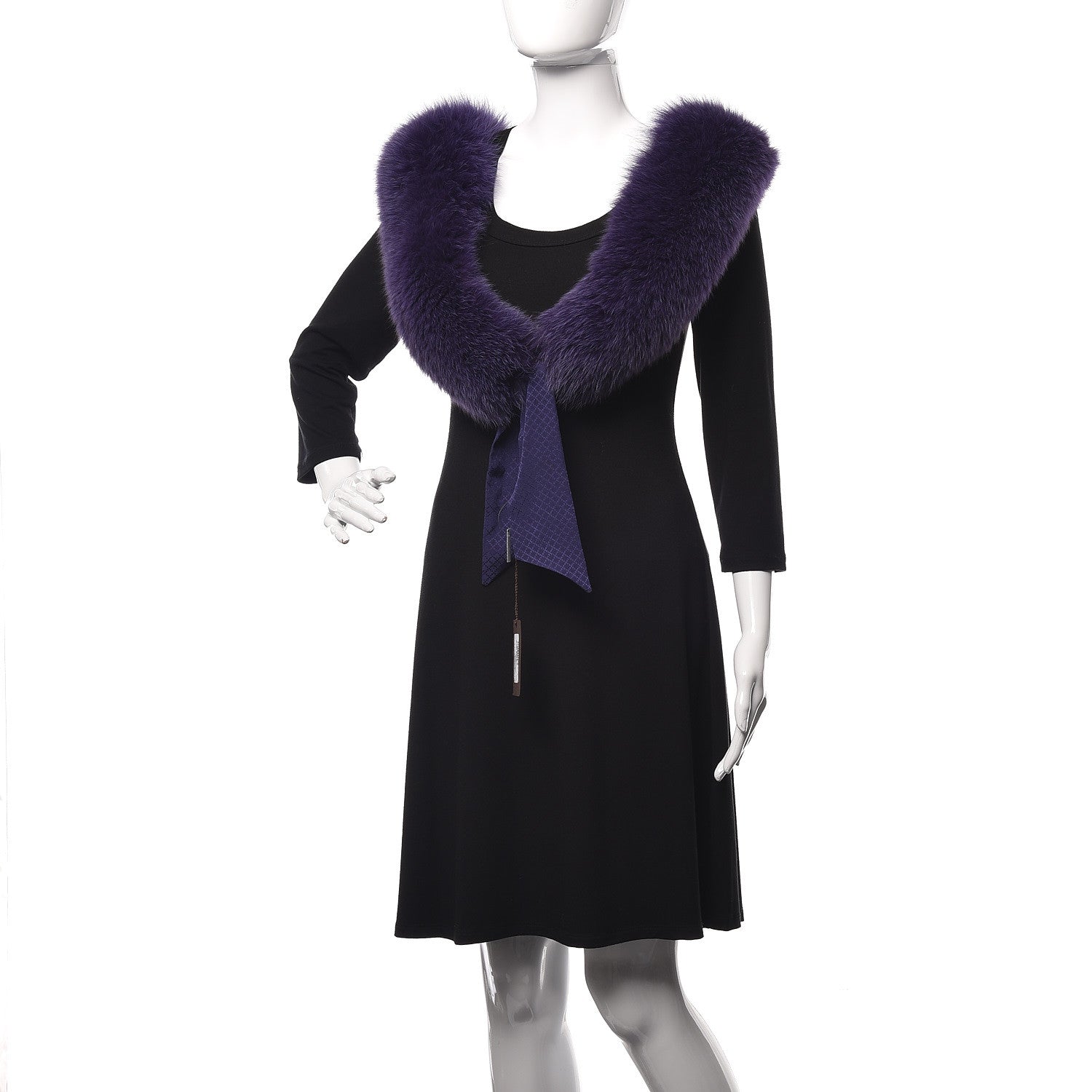 Gucci Silk Fox Fur Panel Scarf Purple 2 of 5