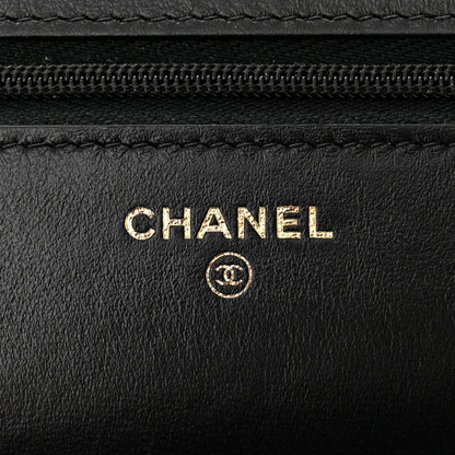 Chanel Lambskin Resin Quilted Wallet On Chain WOC Black 6 of 12
