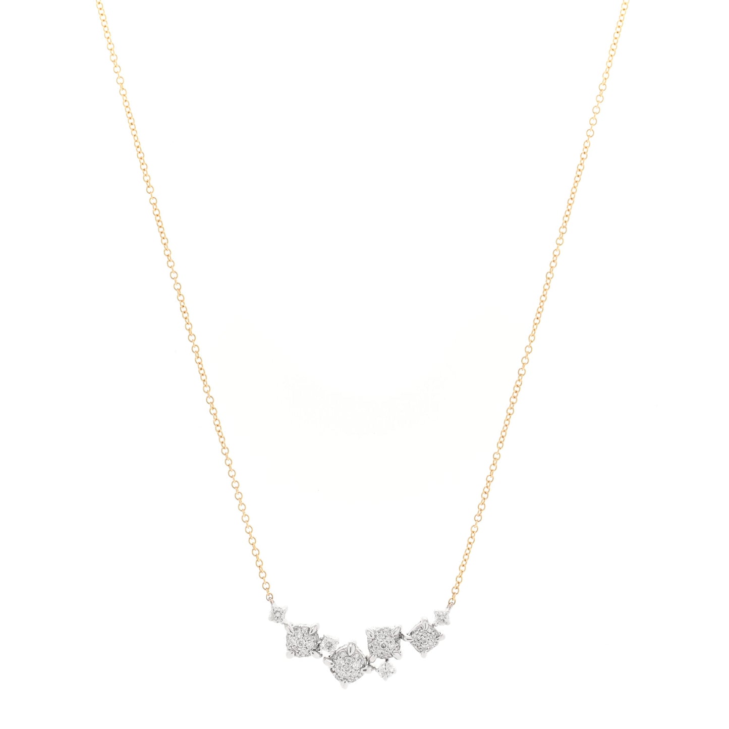 18K Yellow White Gold Diamond Precious Chatelaine Necklace