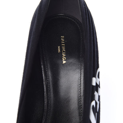 Balenciaga Jersey Crepe Political Campaign Logo Knife 115 Pointed Pumps 39 Black White Rouge 7 of 9