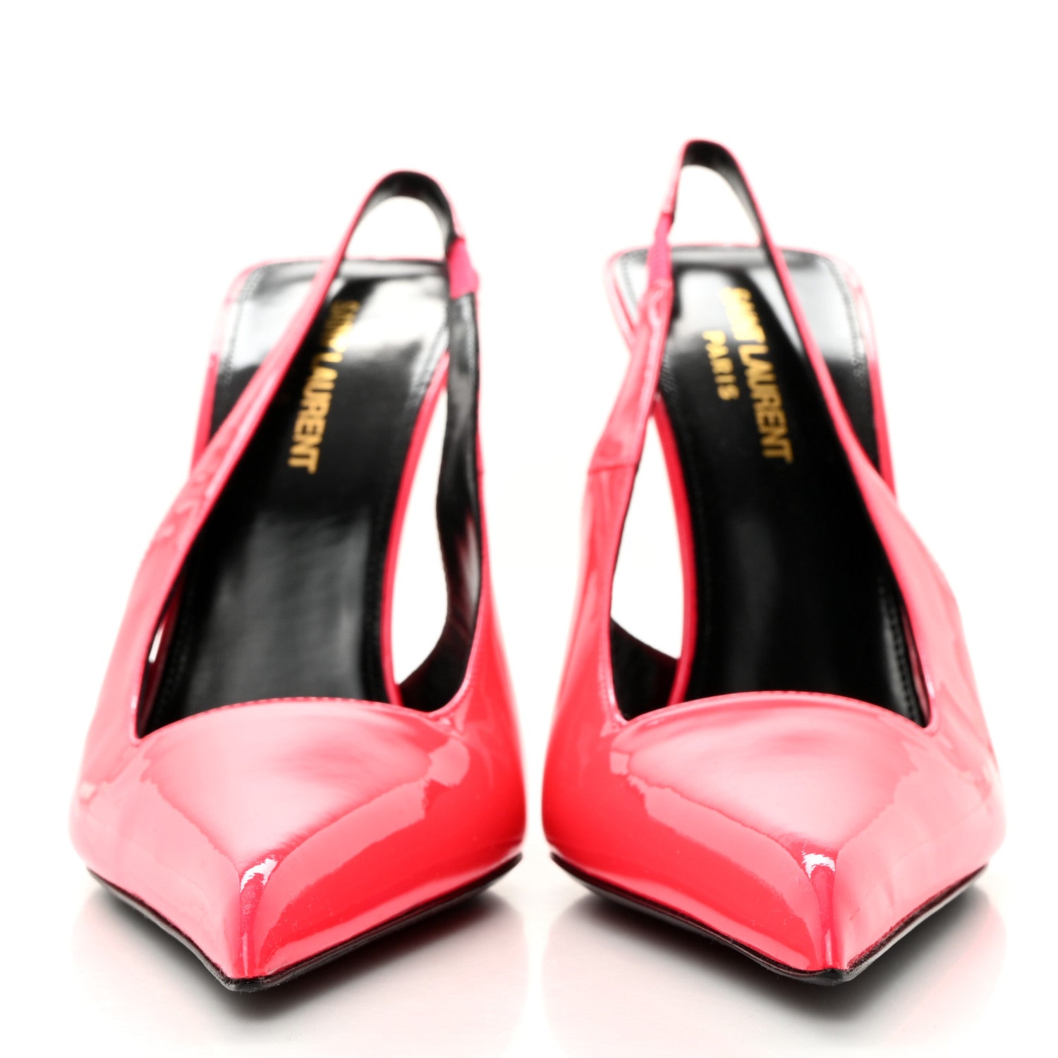 Saint Laurent Patent Calfskin Paloma 105 Slingback Pumps 38 Highlighter Coral 2 of 9