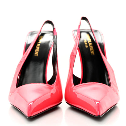 Saint Laurent Patent Calfskin Paloma 105 Slingback Pumps 38 Highlighter Coral 2 of 9