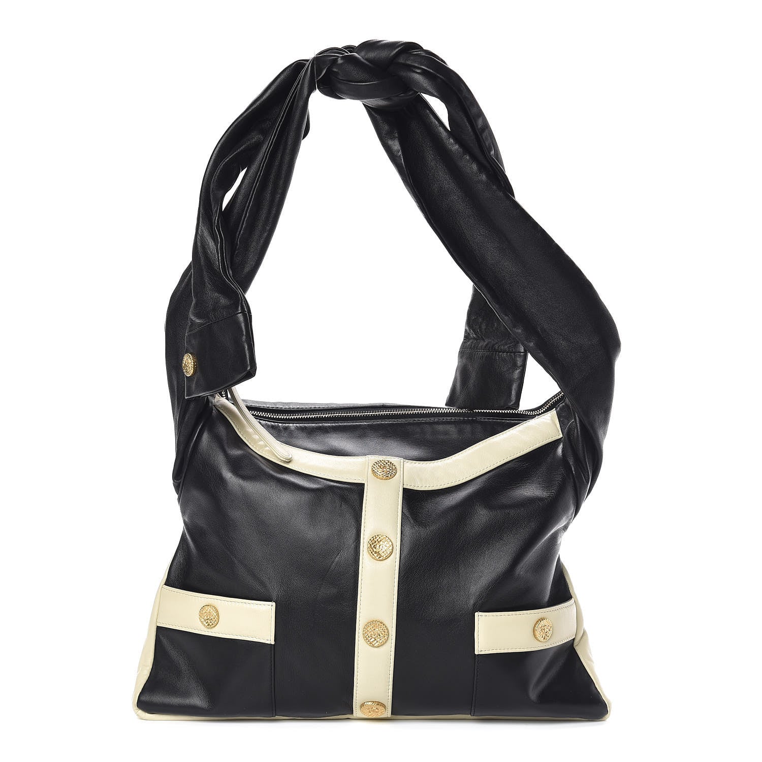 Chanel Lambskin Small Girl Bag Black Beige 1 of 10