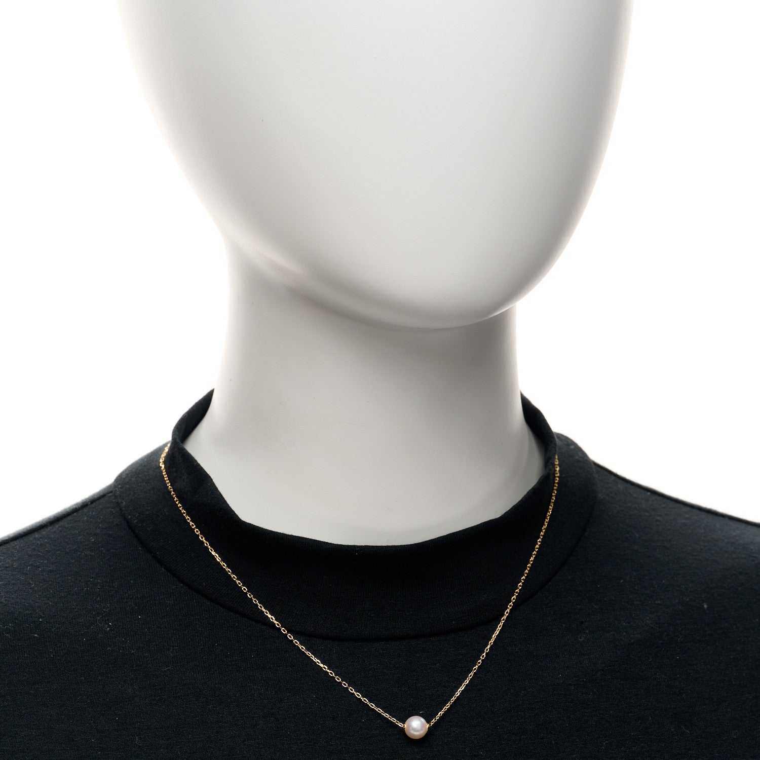 Mikimoto 18K Yellow Gold Akoya Cultured Pearl 7mm Single Pendant Necklace 2 of 5
