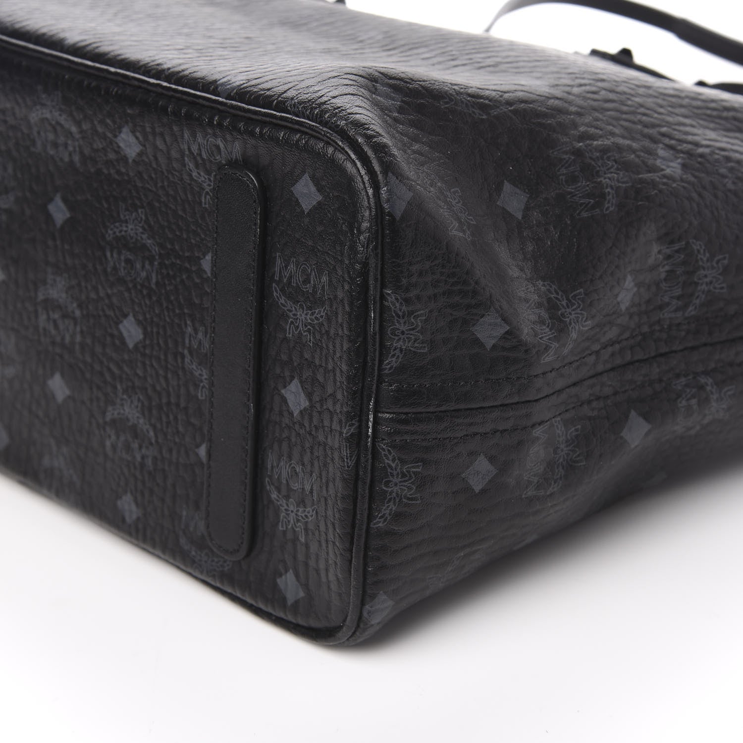 MCM Visetos Medium Anya Zip Top Shopper Tote Black 9 of 16