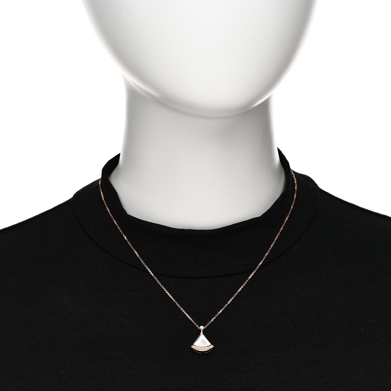 Bulgari 18K Rose Gold Diamond Mother of Pearl Divas' Dream Pave Pendant Necklace 2 of 8
