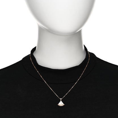 Bulgari 18K Rose Gold Diamond Mother of Pearl Divas' Dream Pave Pendant Necklace 2 of 8
