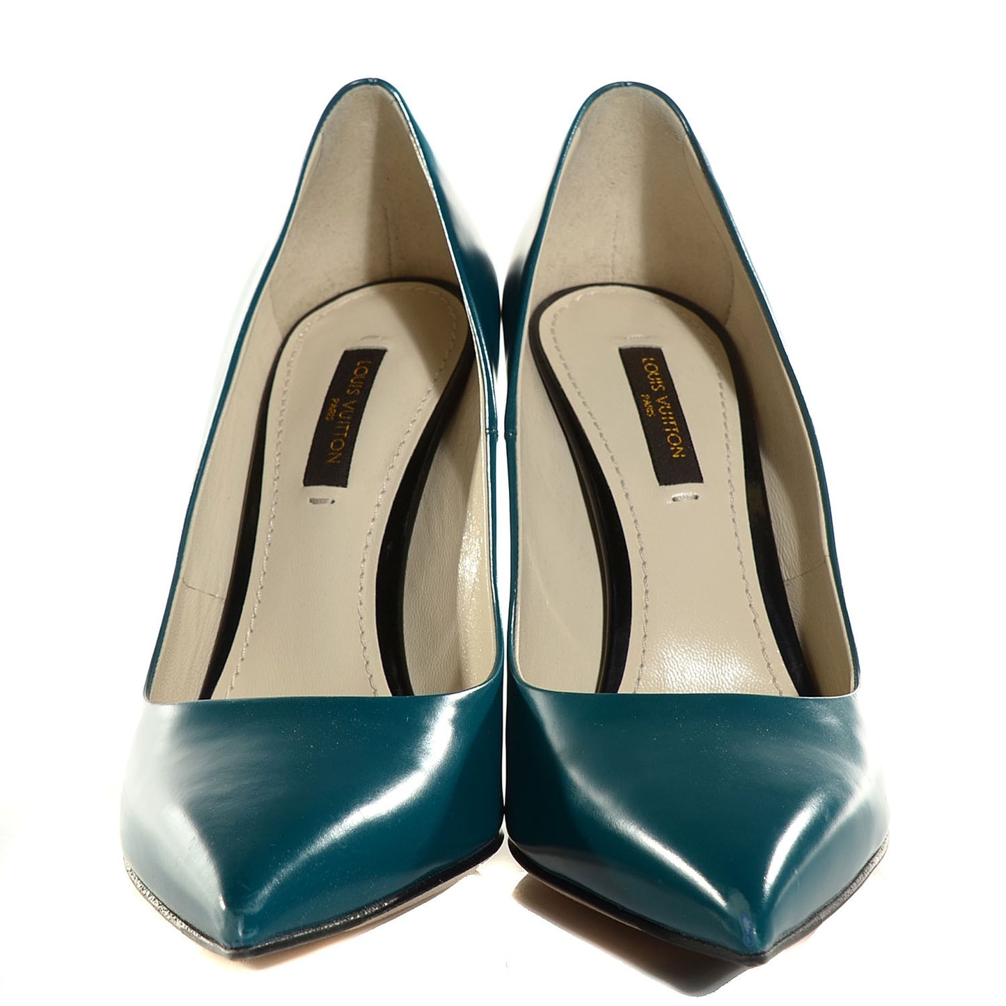 Glazed Calfskin Eyeline Pumps 36.5 Blue