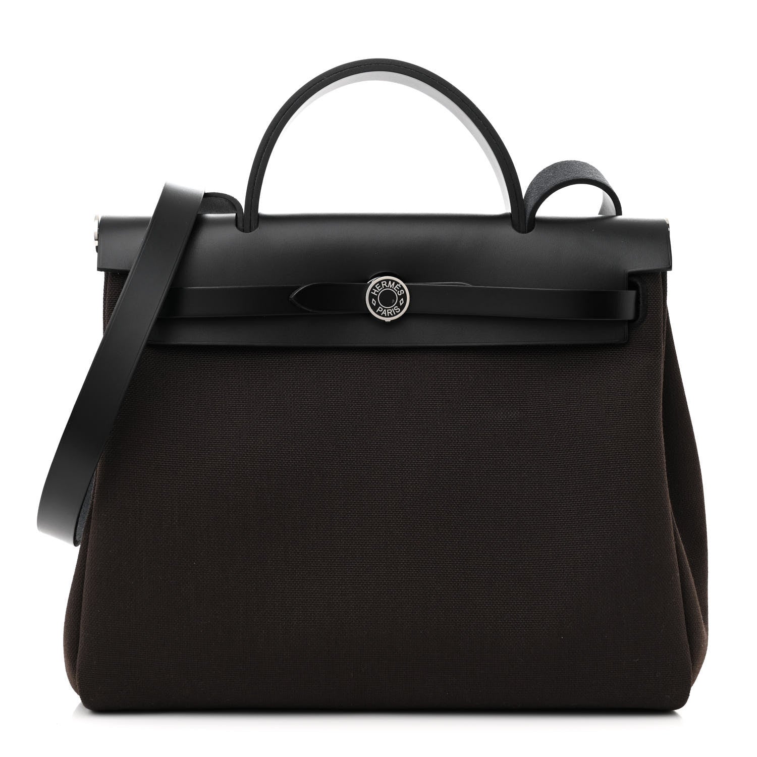 Hermes Military Toile Vache Hunter Herbag Zip Retourne 31 PM Ebene Black 3 of 11