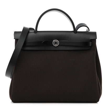 Hermes Military Toile Vache Hunter Herbag Zip Retourne 31 PM Ebene Black 3 of 11