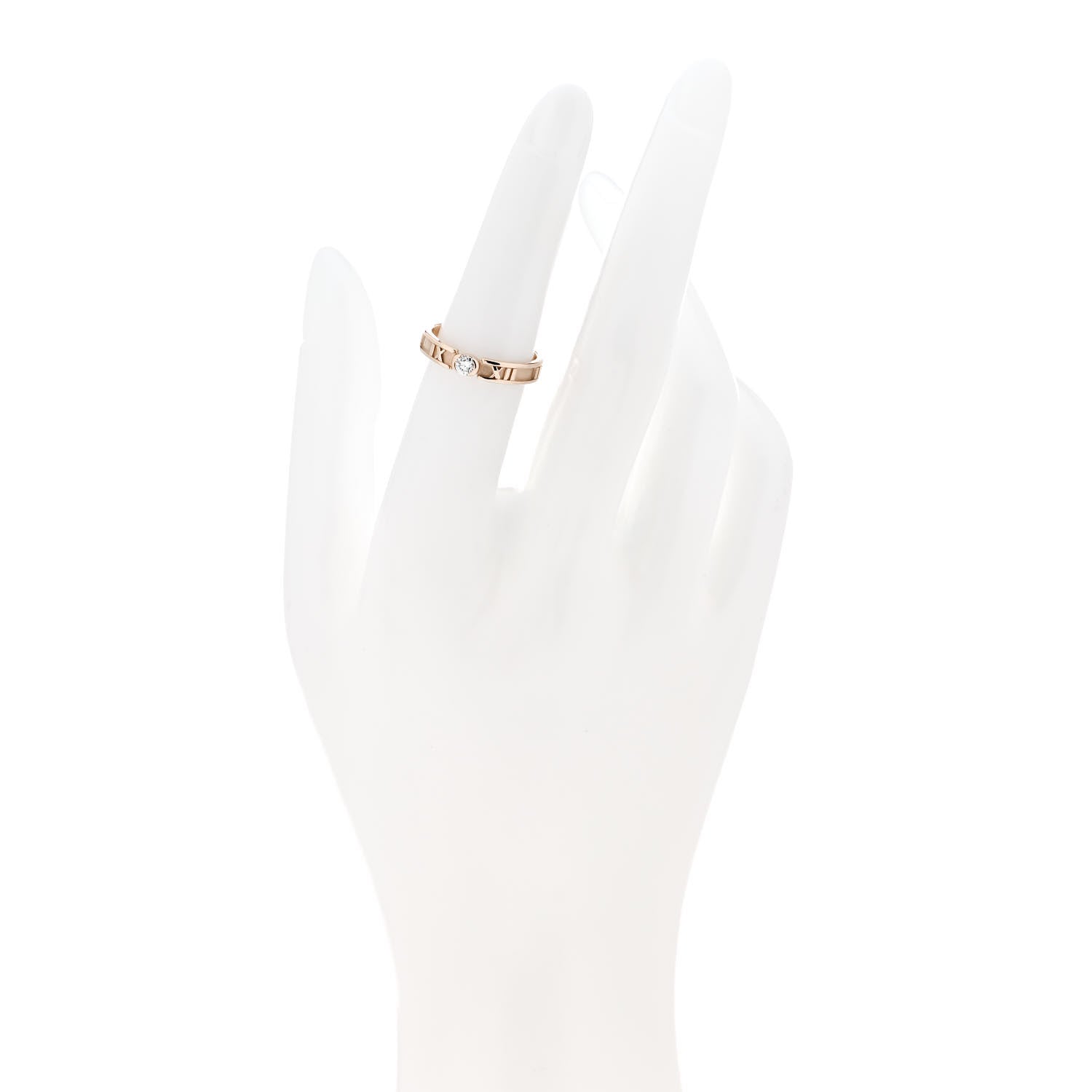 Tiffany 18K Rose Gold Diamond Narrow Atlas Closed Ring 52 6 2 of 5