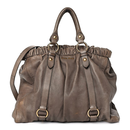 Miu Miu Vitello Lux Gathered Tote Juta 1 of 16
