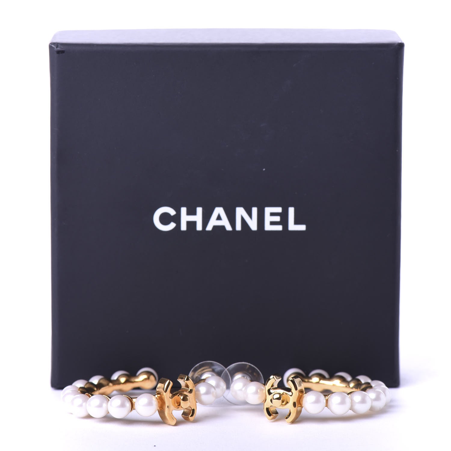 Chanel Pearl CC More Is More Small Hoop Earrings Gold 4 of 4