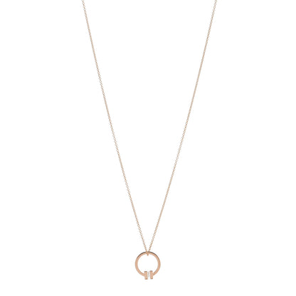 Tiffany 18K Rose Gold Diamond T Baguette Pave Pendant Necklace 1 of 5