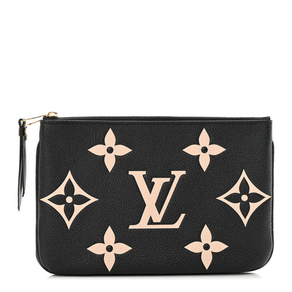 Louis Vuitton Empreinte Monogram Giant Double Zip Pochette Black Cream 1 of 15