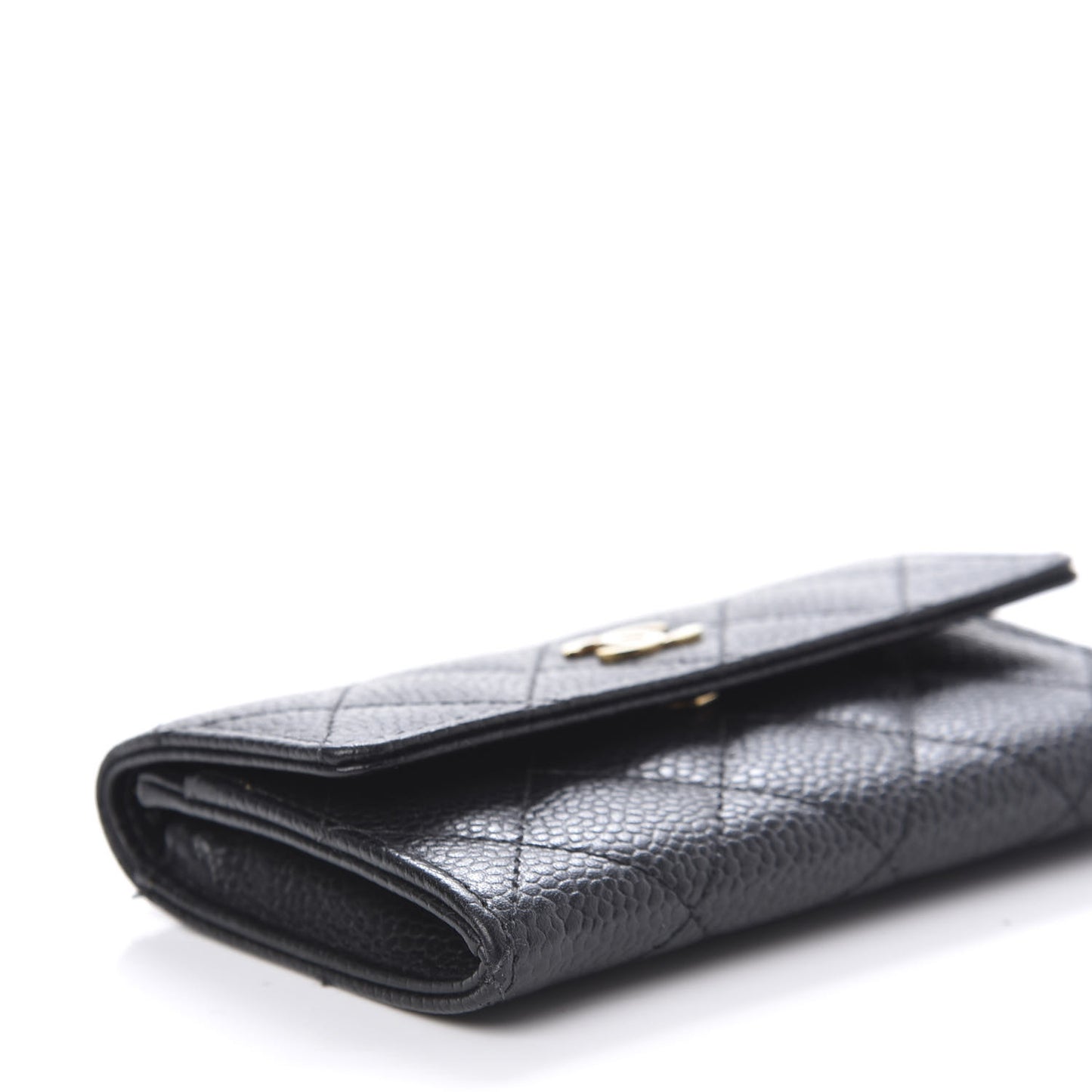 Caviar Quilted Flap Card Holder Black