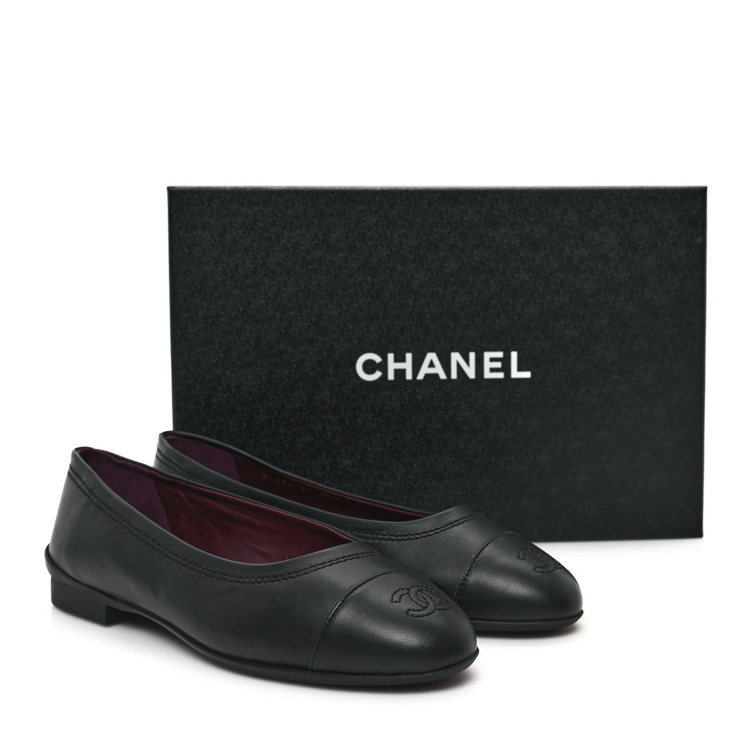 Chanel Lambskin Cap Toe CC Uniform Ballerina Flats 38.5 Black 10 of 10
