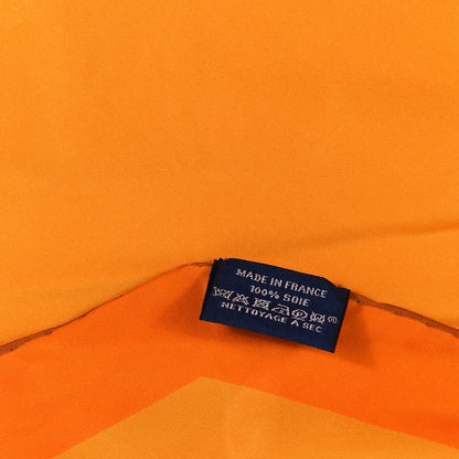 Hermes Silk Blason Losange Scarf Mangue Orange 3 of 3