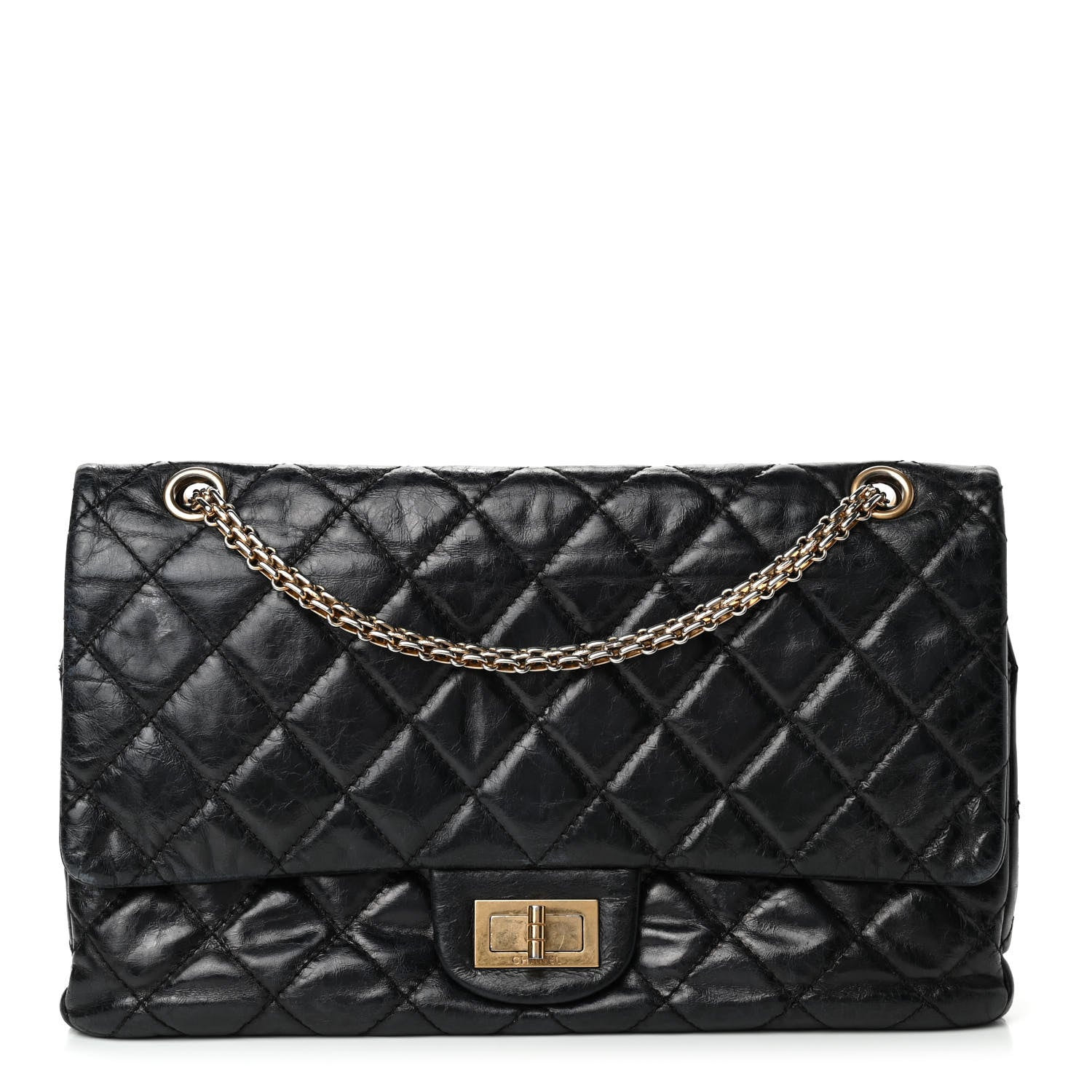 Chanel Glazed Aged Calfskin Quilted 2.55 Reissue 227 Flap Black 1 of 5