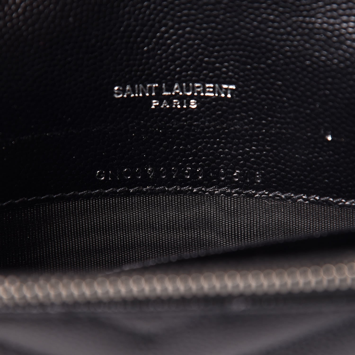 Saint Laurent Grain De Poudre Matelasse Chevron Monogram Envelope Chain Wallet Black 7 of 10