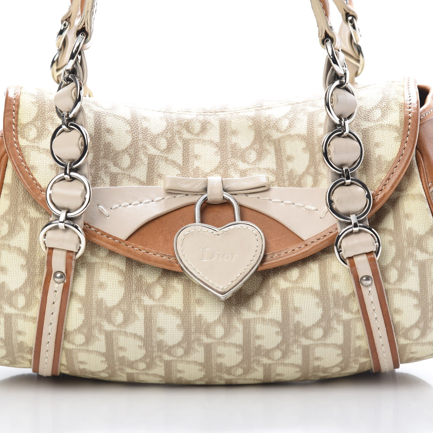 Christian Dior Monogram Romantique Trotter Flap Bag Beige 8 of 16