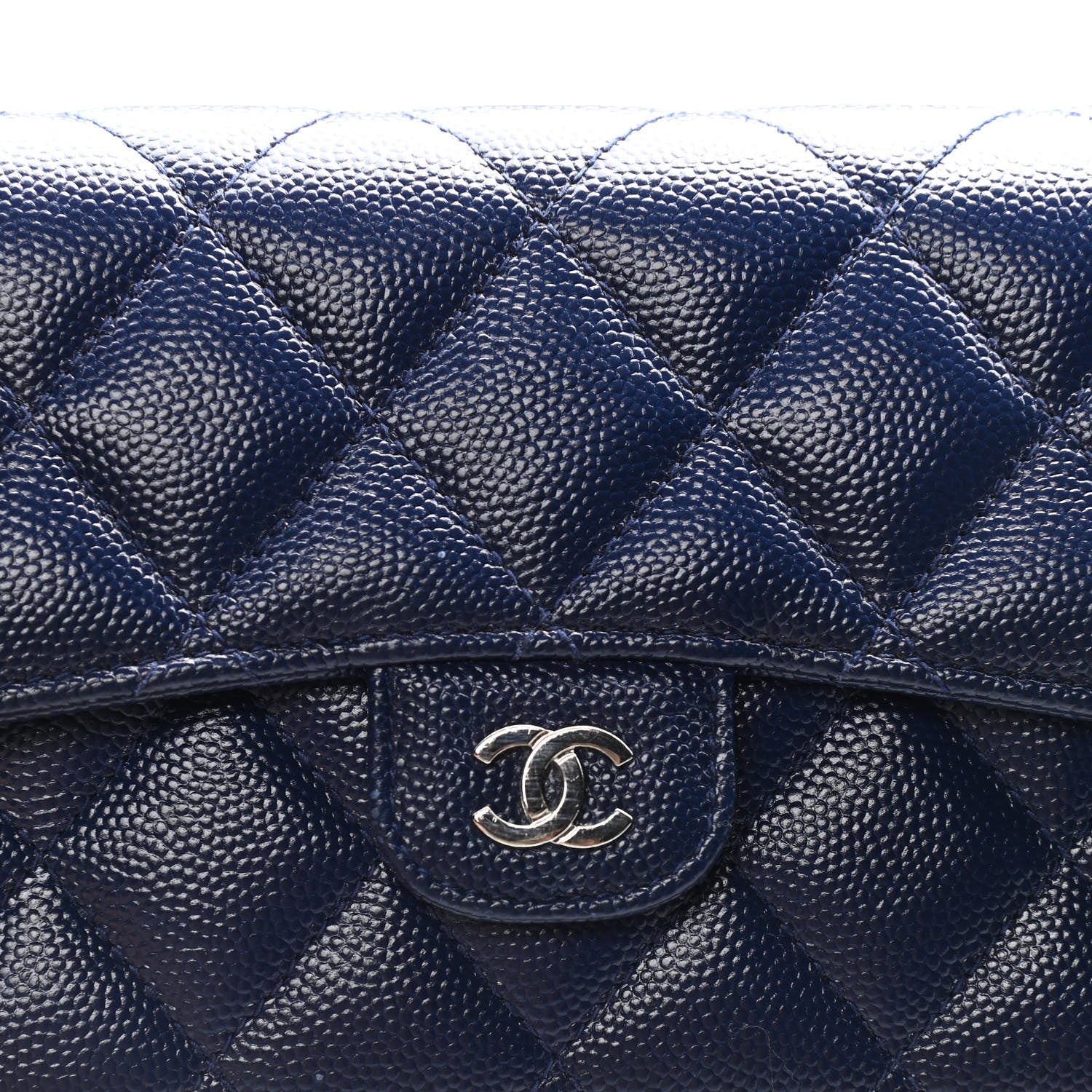 Chanel Caviar Quilted Large Gusset Flap Wallet Navy 5 of 5