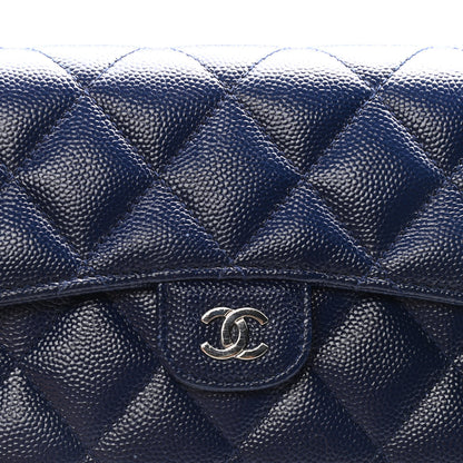 Chanel Caviar Quilted Large Gusset Flap Wallet Navy 5 of 5