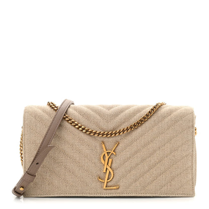 Saint Laurent Calfskin Linen Monogram Kate 99 Natural 1 of 10