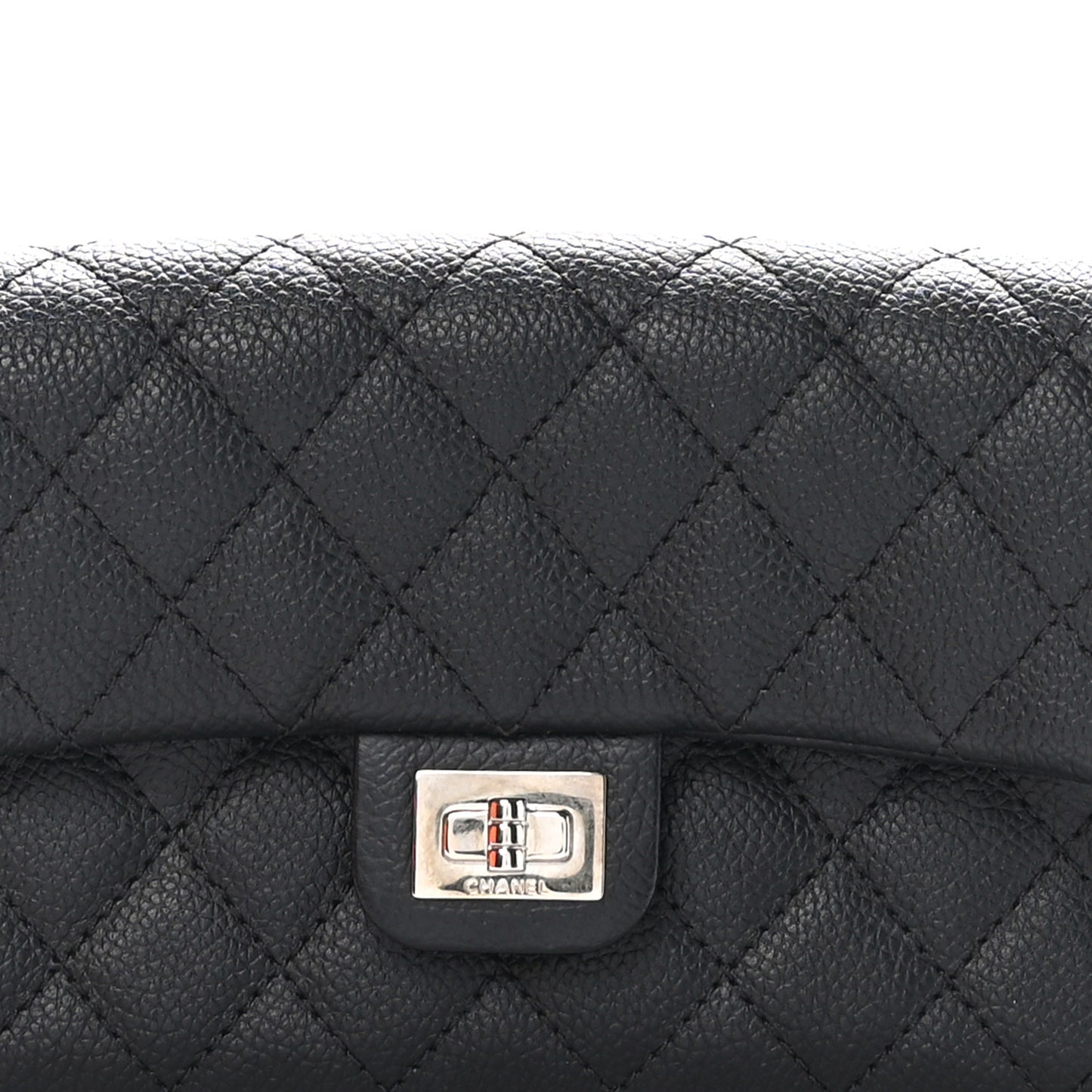 Grained Calfskin Quilted 2.55 Reissue Flap Belt Bag Clutch Black