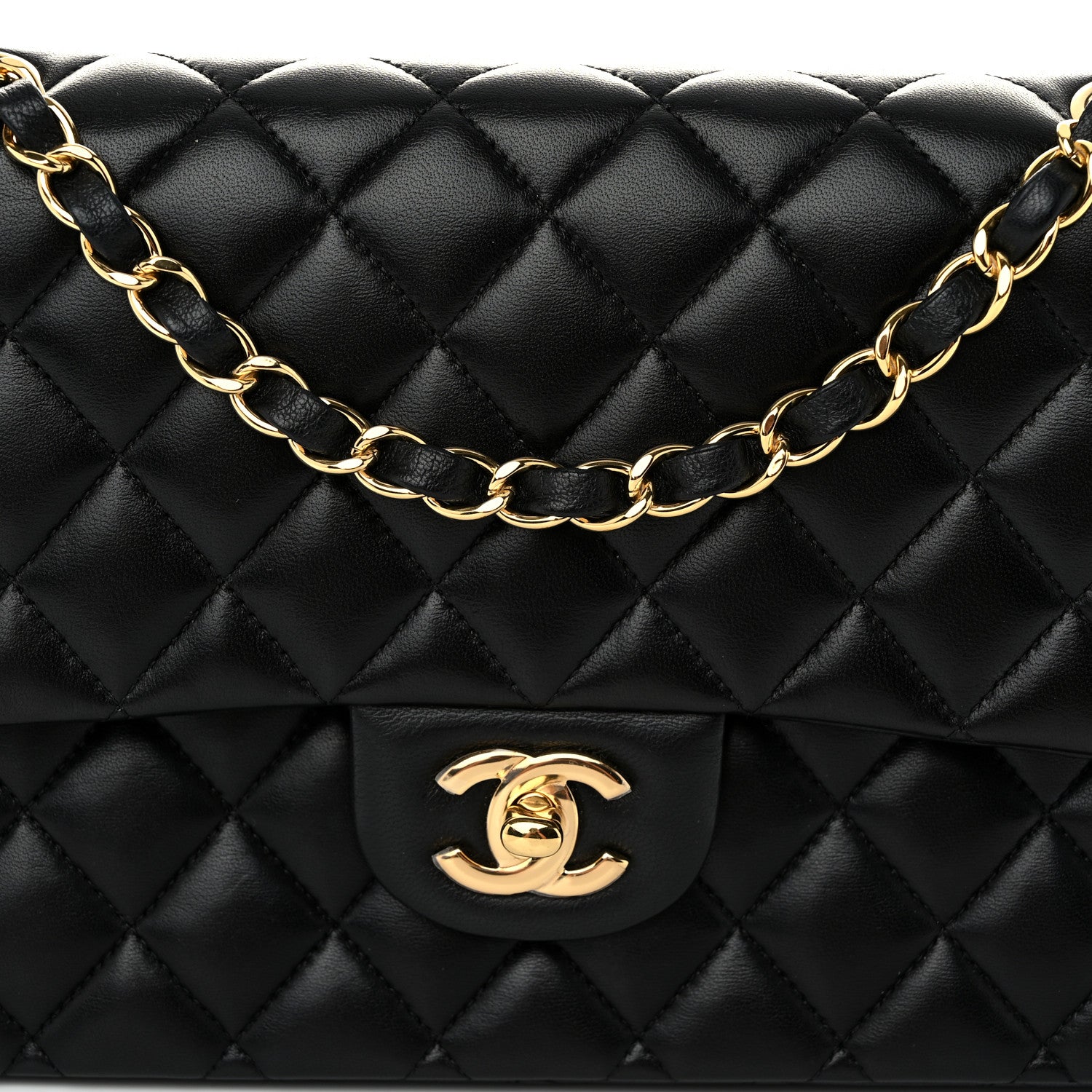 Chanel Lambskin Quilted Medium Double Flap Black 8 of 10