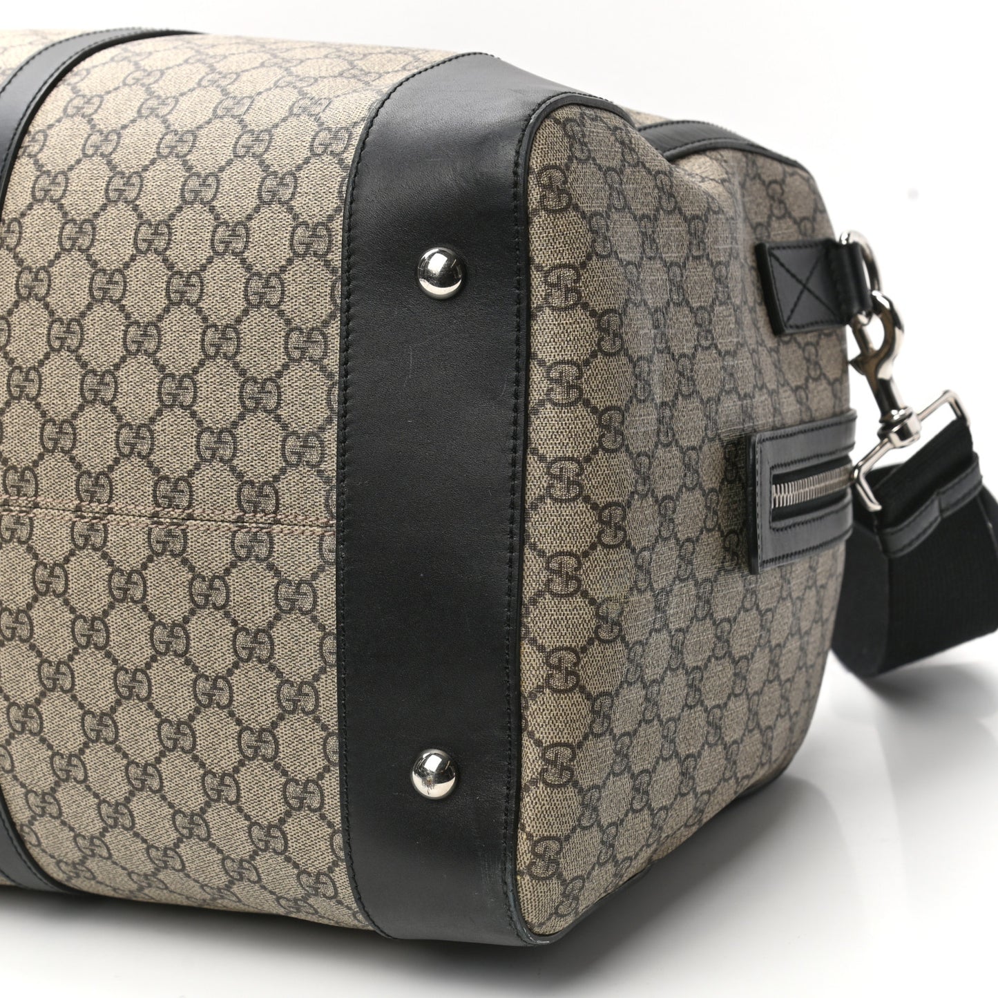 GG Supreme Monogram Selleria Calfskin Large Duffle Beige Ebony Black