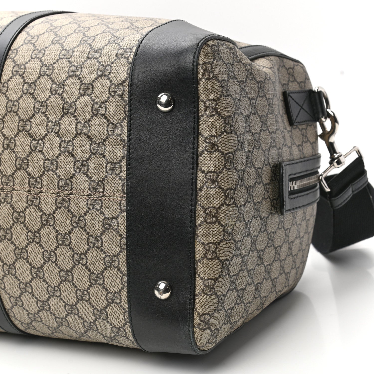 Gucci GG Supreme Monogram Selleria Calfskin Large Duffle Beige Ebony Black 9 of 10