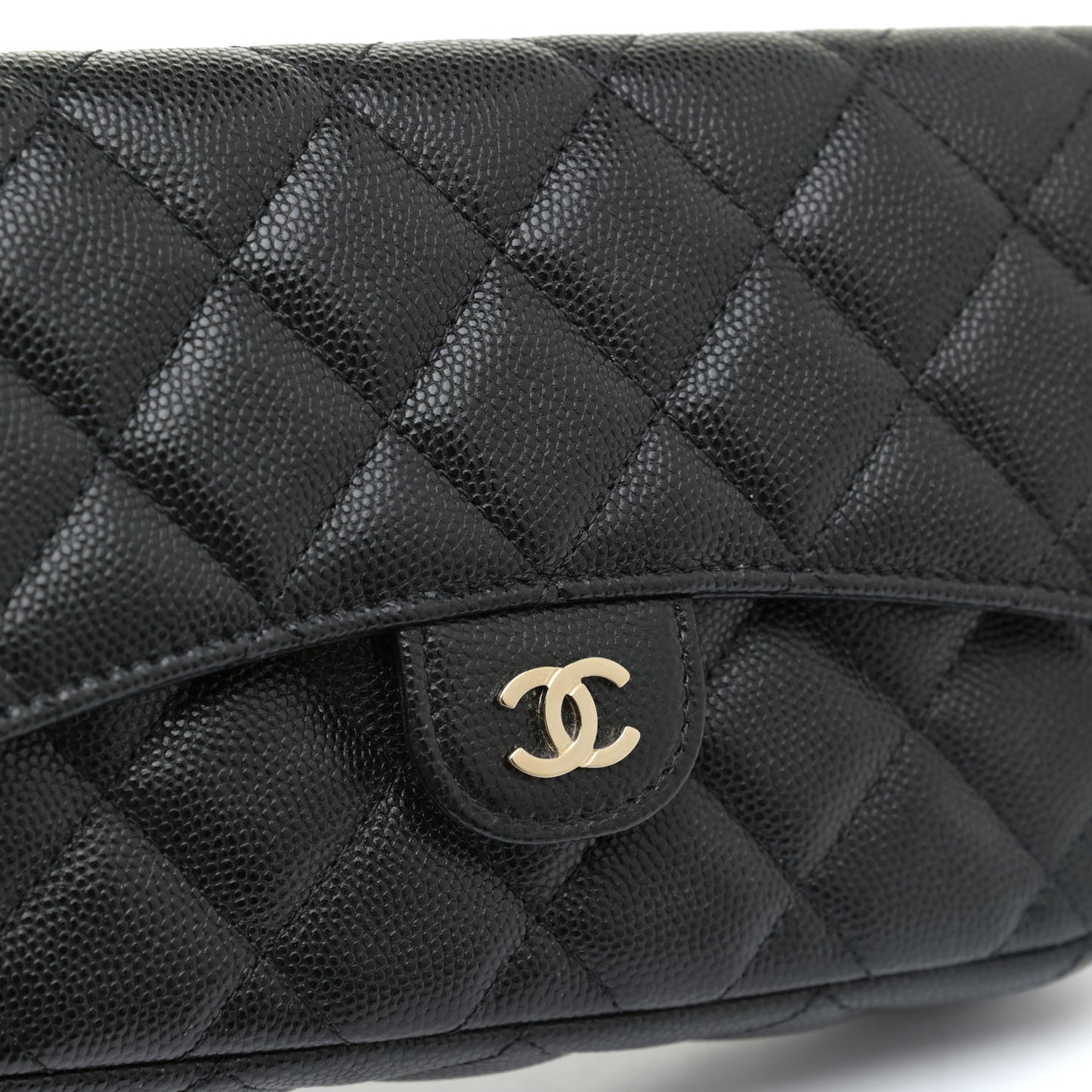 Caviar Quilted Flap Phone Holder With Chain Black