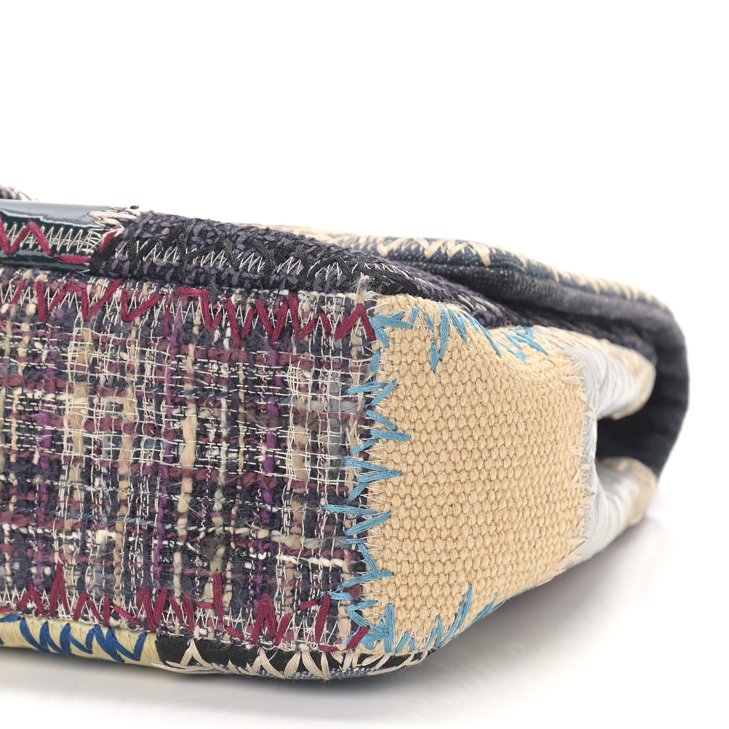 Chanel Denim Tweed Patchwork Jumbo Single Flap Multicolor 9 of 11