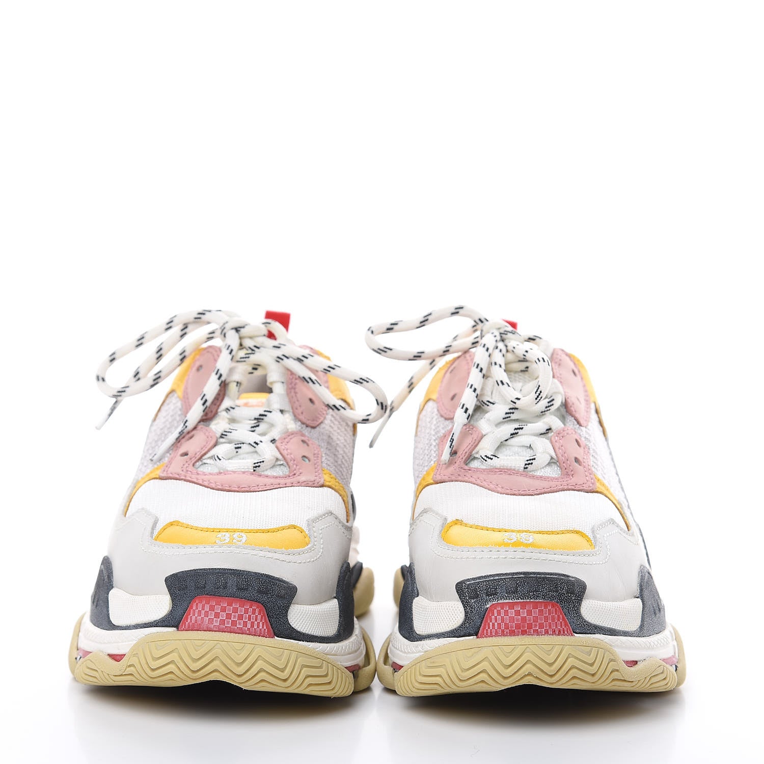 Balenciaga Mesh Nubuck Womens Triple S Sneakers 39 White Gris Jaune Rose 2 of 8