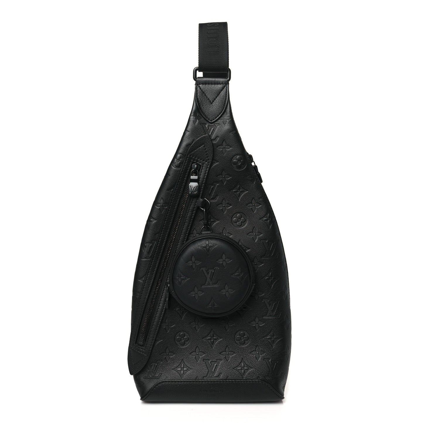 Calfskin Shadow Monogram Duo Slingbag Black