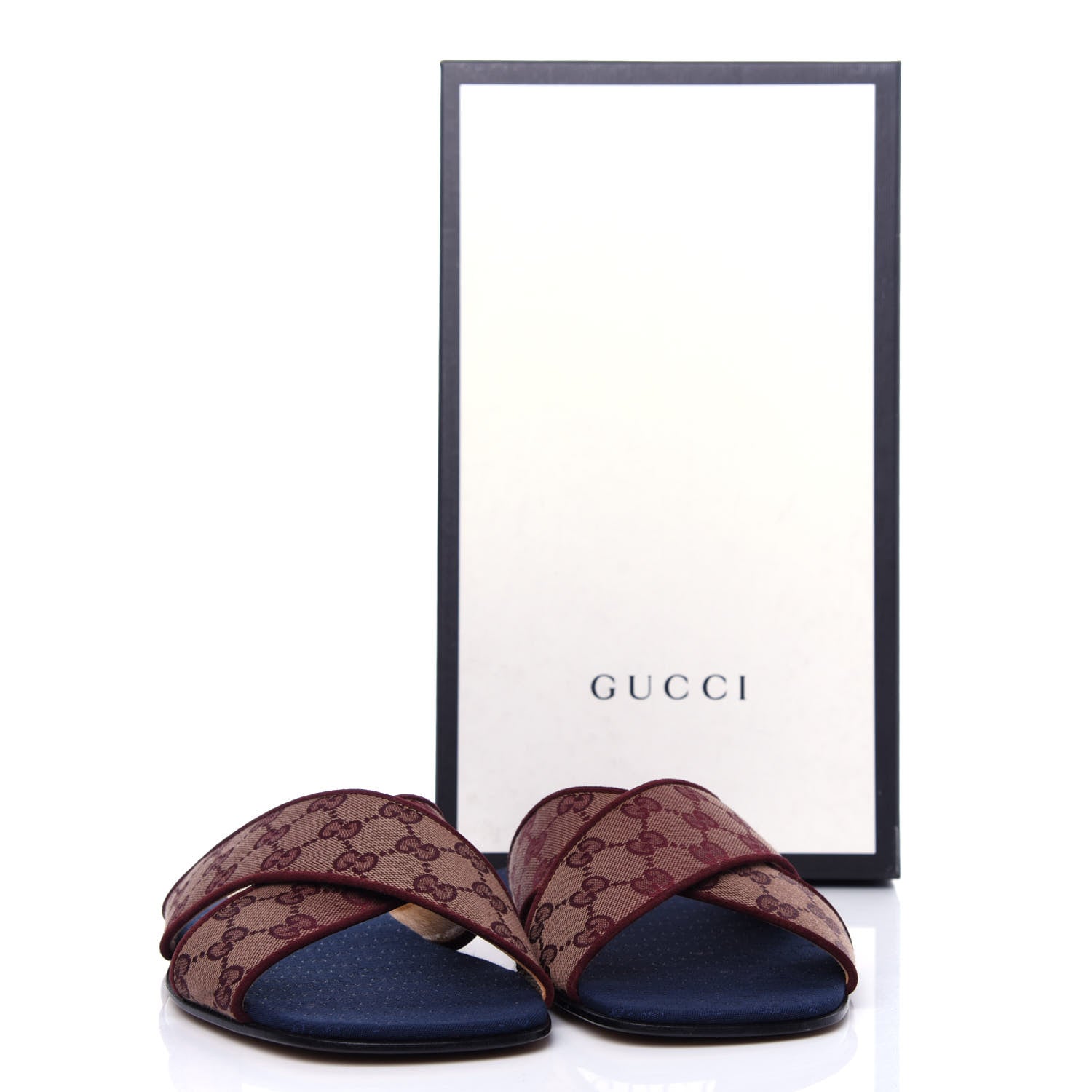 Gucci Canvas GG Monogram Mens Criss Cross Slide Sandals 12 Sahara Rubino Chardonnay 11 of 11
