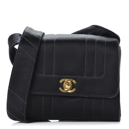 Chanel Satin Vertical Quilt Mini Flap Shoulder Bag Black 1 of 15