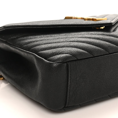 Saint Laurent Sheepskin Matelasse Chevron Monogram Medium College Bag Black 9 of 10