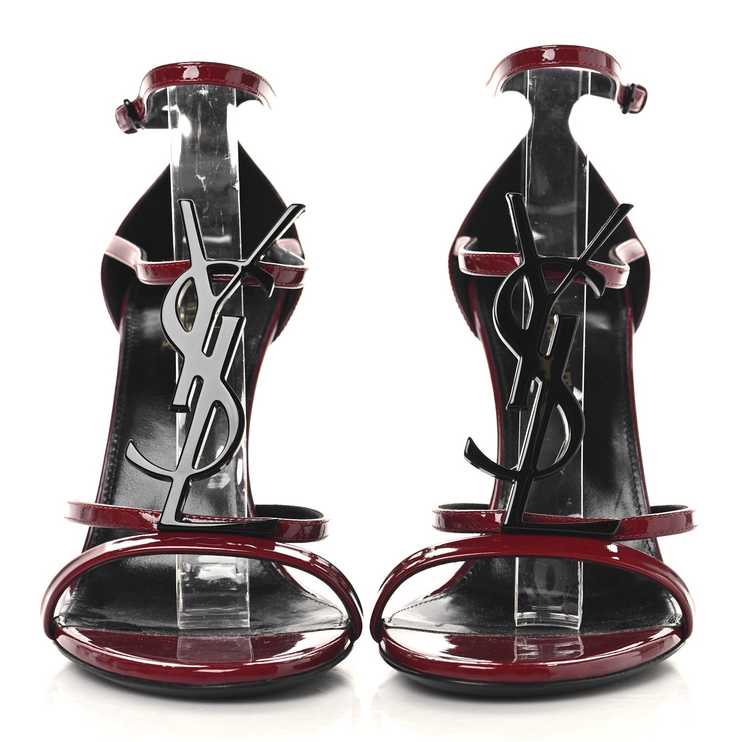 Saint Laurent Patent Calfskin Cassandra 100 Sandals 37.5 Red Laquer 3 of 9